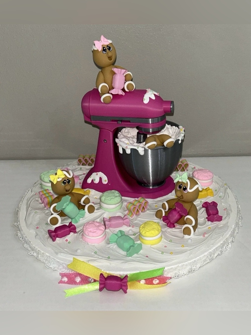 Fake Gingerbread Dessert Bakers Mixer Board Display Handmade